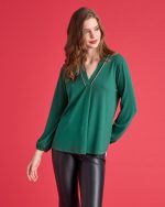 KNITTED BLOUSE V NECK - Image 12