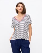 BLOUSE V NECK STRIPES