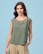 LINEN ROUND CUT WORK