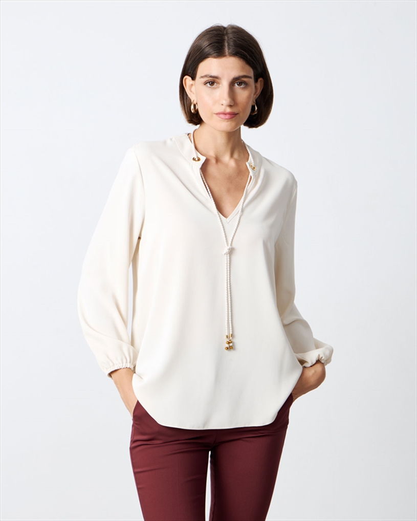 48017.jpg BLOUSE CREPE V NECK - Image 1