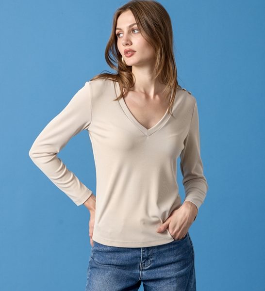 CUPRO BLOUSE V NECK