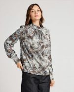 BLOUSE PRINTED RUCHED MOCK NECK - Image 2