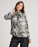 BLOUSE PRINTED RUCHED MOCK NECK - Image 6