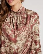 BLOUSE PRINTED RUCHED MOCK NECK - Image 9