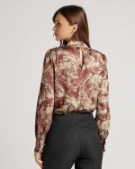 BLOUSE PRINTED RUCHED MOCK NECK - Image 10