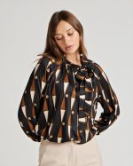 BLOUSE PRINTED TIE NECK - Image 2