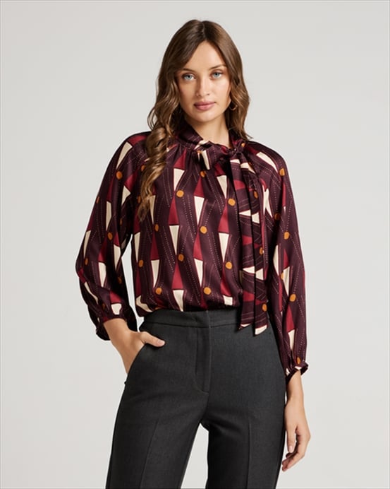 48104A.jpg BLOUSE PRINTED TIE NECK - Image 1