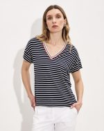 BLOUSE V NECK STRIPES