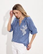 BLOUSE STRIPE LACE