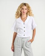 LINEN SHIRT CROPPED