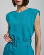 LINEN DRESS WITH SHOULDER PADS - Image 10