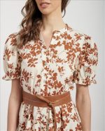 DRESS SHIRT FLORAL MIDI WITH BELT - Image 2