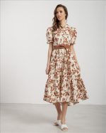 DRESS SHIRT FLORAL MIDI WITH BELT - Image 5