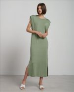 DRESS MAXI SIMPLE WITH SHOULDER PADS - Image 12