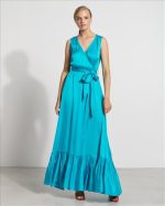 DRESS MAXI V NECK SATIN - Image 9