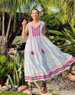 DRESS MAXI LINEN PRINTED