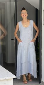 DRESS MAXI LINEN VISCOSE POCKETS