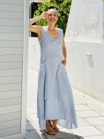 DRESS MAXI LINEN VISCOSE POCKETS - Image 6