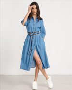 MIDI SHIRT DRESS JEAN TENCEL/COTTON - Image 3
