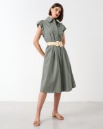 SHIRT DRESS COTTON MIDI - Image 7