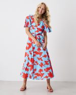 DRESS V NECK PRINTED
