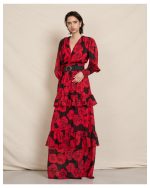 MAXI DRESS FLORAL PRINT CHIFFON