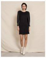 DRESS KNITTED ECO LEATHER SLEEVES - Image 2
