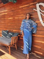 MAXI SATIN DRESS WITH CAPE