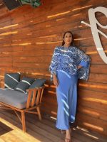 MAXI SATIN DRESS WITH CAPE - Image 2