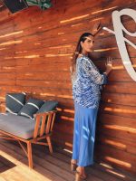 MAXI SATIN DRESS WITH CAPE - Image 6