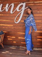MAXI SATIN DRESS WITH CAPE - Image 7