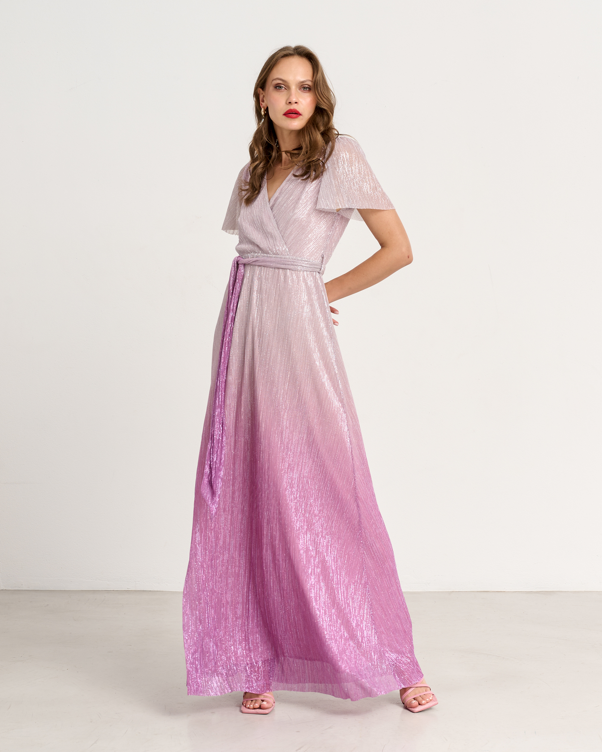 75232A.jpg MAXI DRESS PLEATED GLITER - Image 1