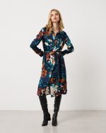 SHIRT DRESS MIDI PRINTED