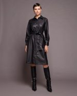MIDI SHIRT DRESS ECO LEATHER - Image 3