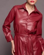 MIDI SHIRT DRESS ECO LEATHER - Image 9