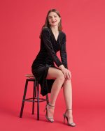 VELVET DRESS CROSS FRONT - Image 5
