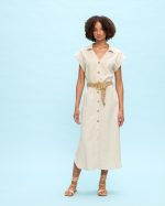 SHIRT DRESS MIDI LINEN - Image 3