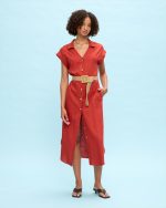 SHIRT DRESS MIDI LINEN - Image 13