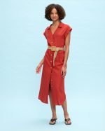 SHIRT DRESS MIDI LINEN - Image 14