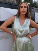 LONG DRESS SATIN RHINESTONES - Image 9