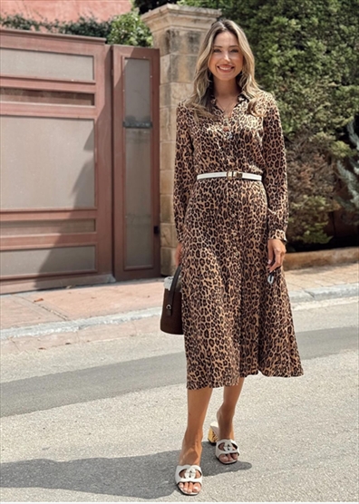 SHIRT DRESS LONG ANIMAL PRINT