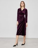 MIDI VELVET RUCHED DRESS