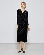 MIDI VELVET RUCHED DRESS - Image 2
