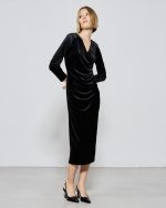 MIDI VELVET RUCHED DRESS - Image 3