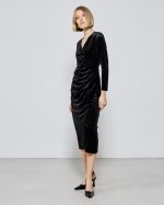 MIDI VELVET RUCHED DRESS - Image 4