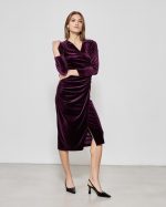 MIDI VELVET RUCHED DRESS - Image 11