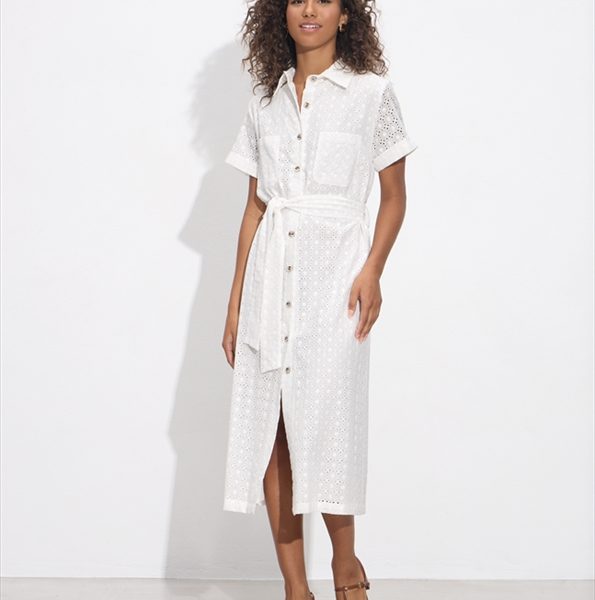 SHIRT DRESS MIDI CUTWORK