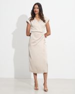 MIDI SATIN WRAP DRESS