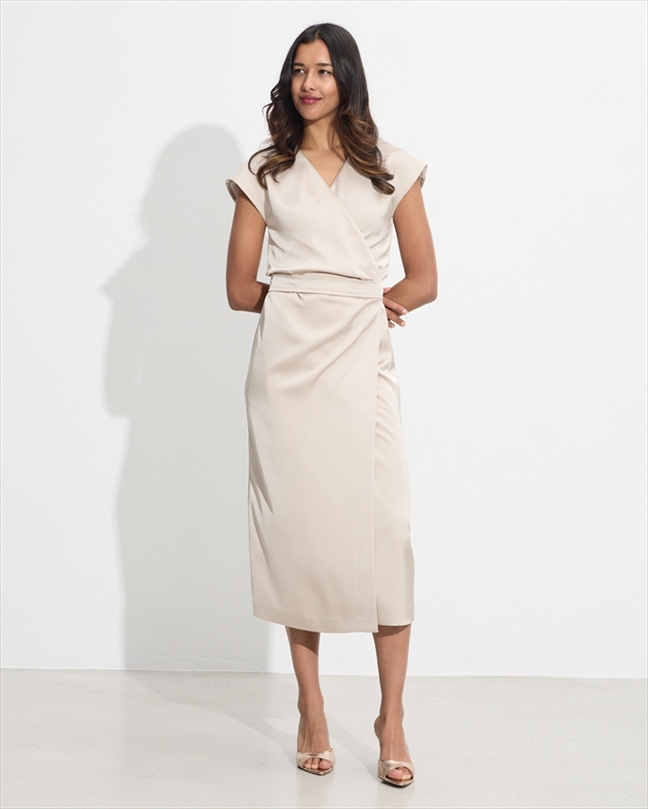 79091B.jpg MIDI SATIN WRAP DRESS - Image 1
