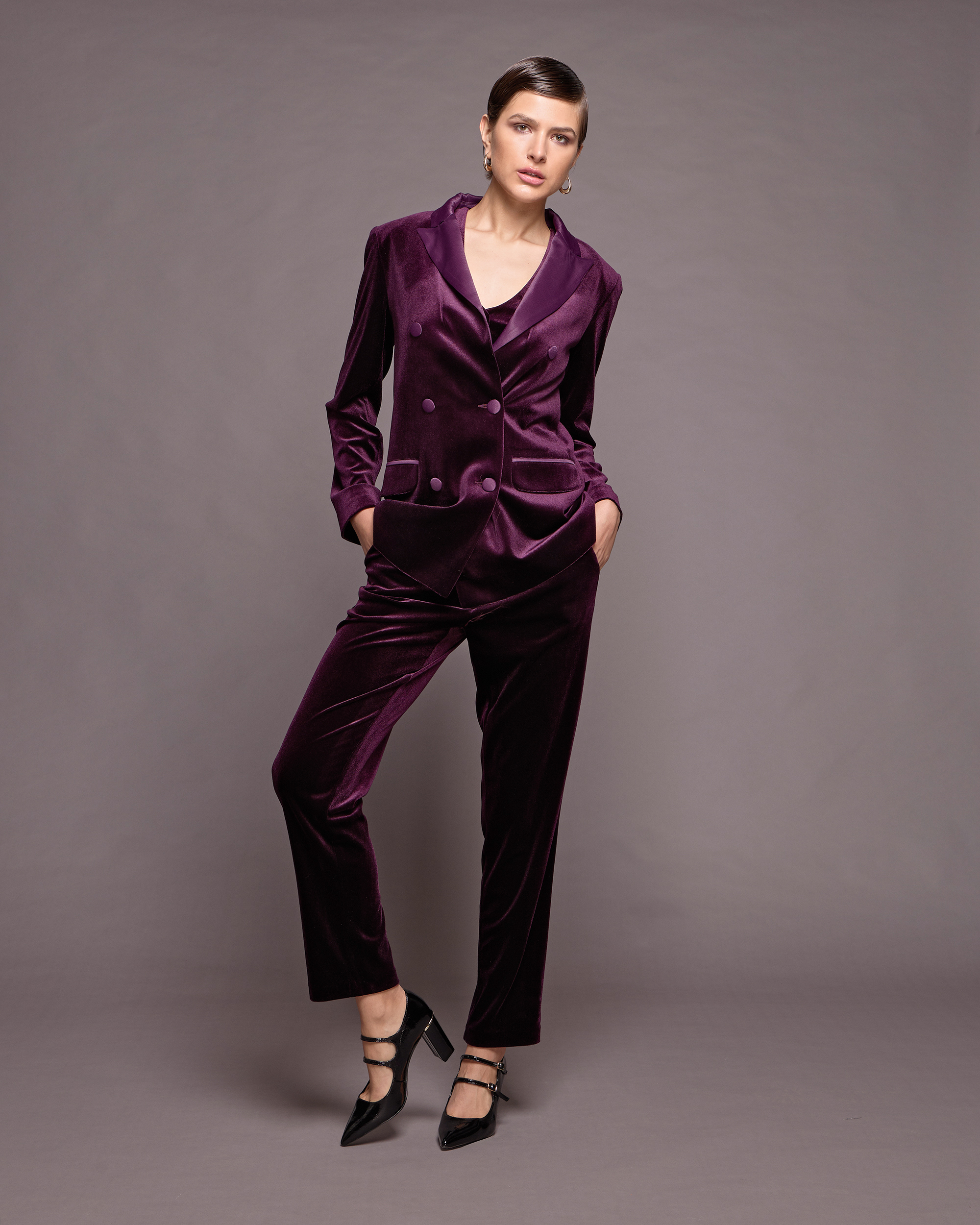 86028A.jpg VELVET BLAZER JACKET - Image 1